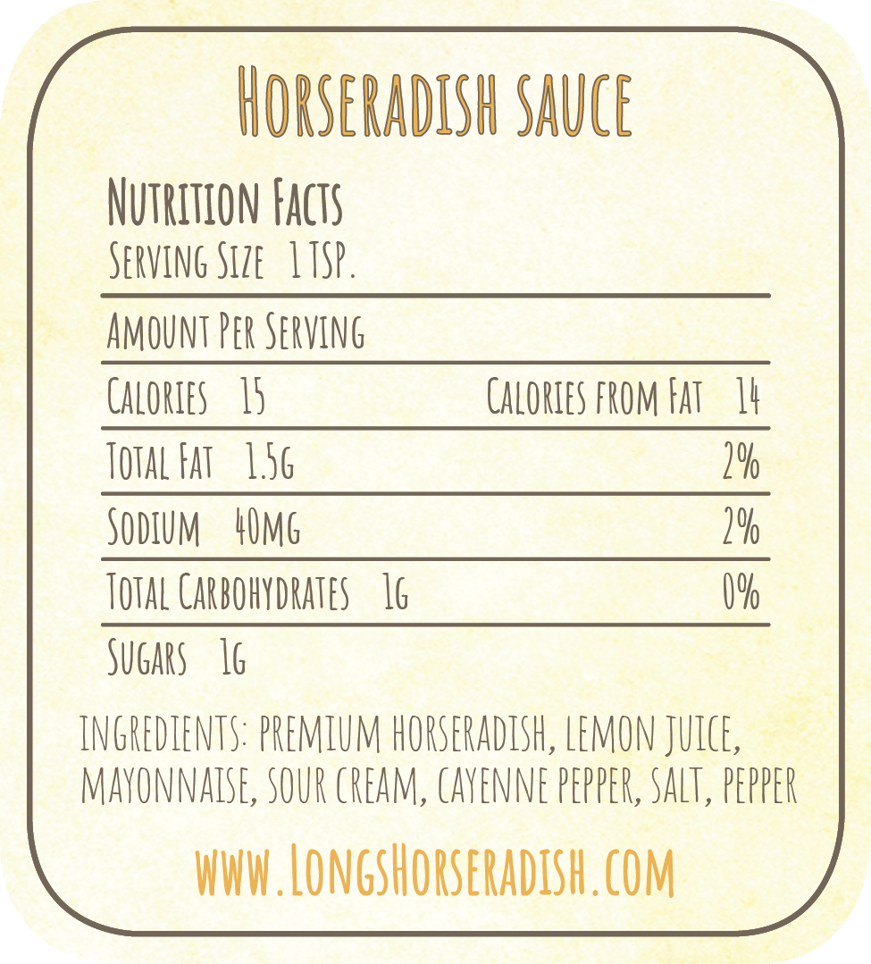 Long's Horseradish Sauce label (front)